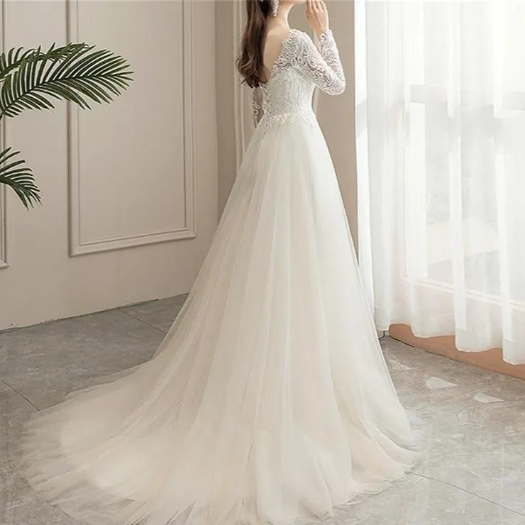 Long Sleeve A-Line Wedding Dress