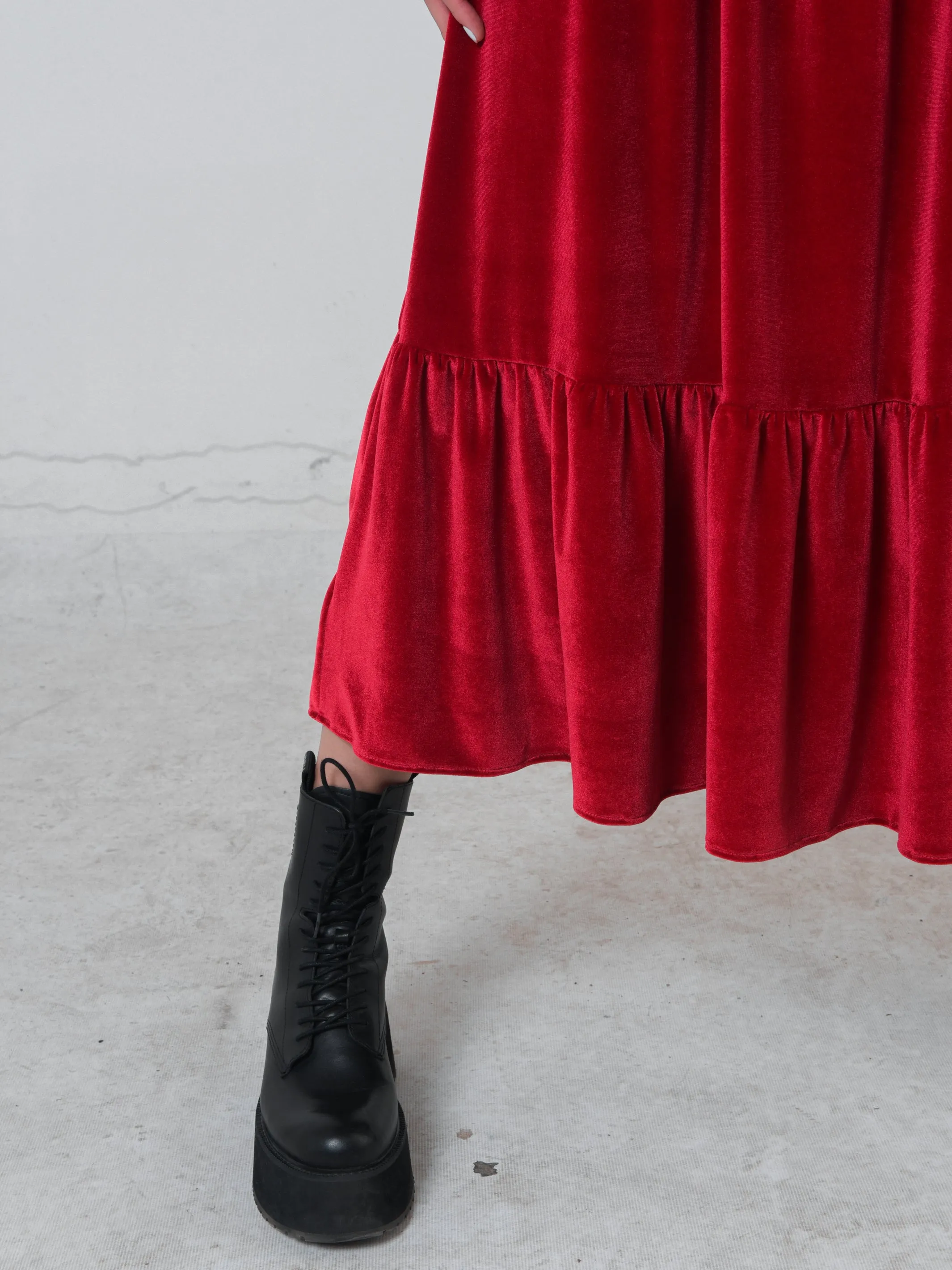 Long Velvet Dress In Red