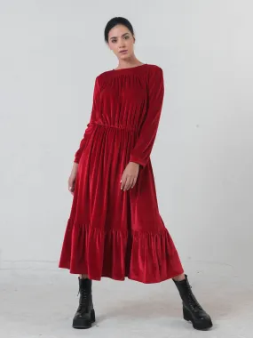 Long Velvet Dress In Red