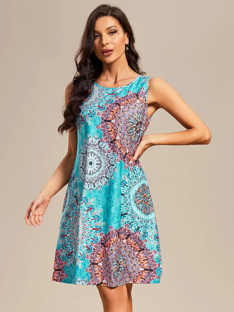 Loose A-Line Printed Strapless Wholesale Cocktail Dresses