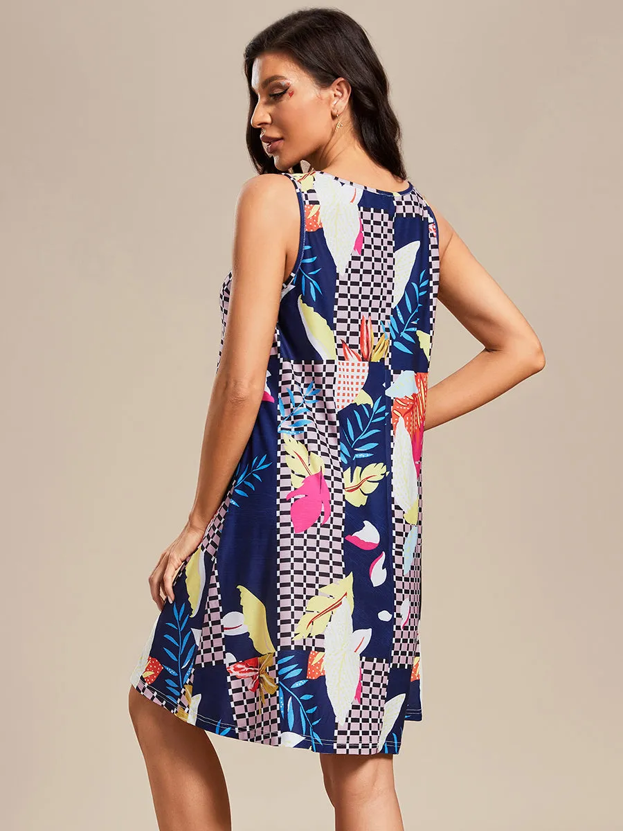 Loose A-Line Printed Strapless Wholesale Cocktail Dresses