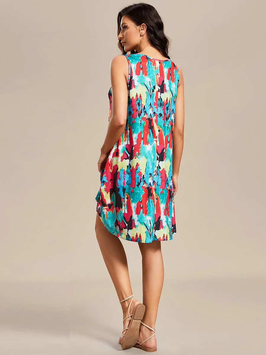 Loose A-Line Printed Strapless Wholesale Cocktail Dresses