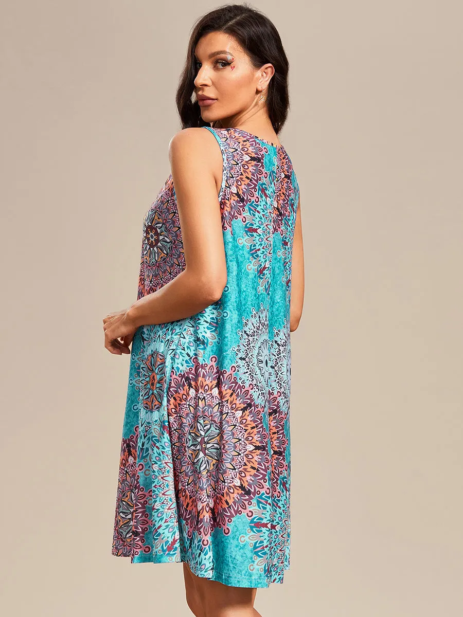 Loose A-Line Printed Strapless Wholesale Cocktail Dresses