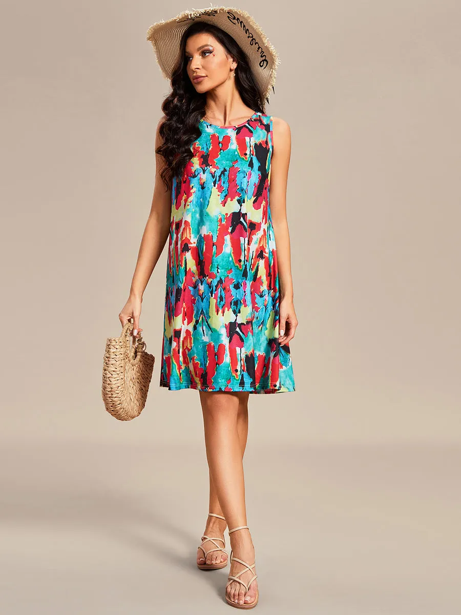 Loose A-Line Printed Strapless Wholesale Cocktail Dresses