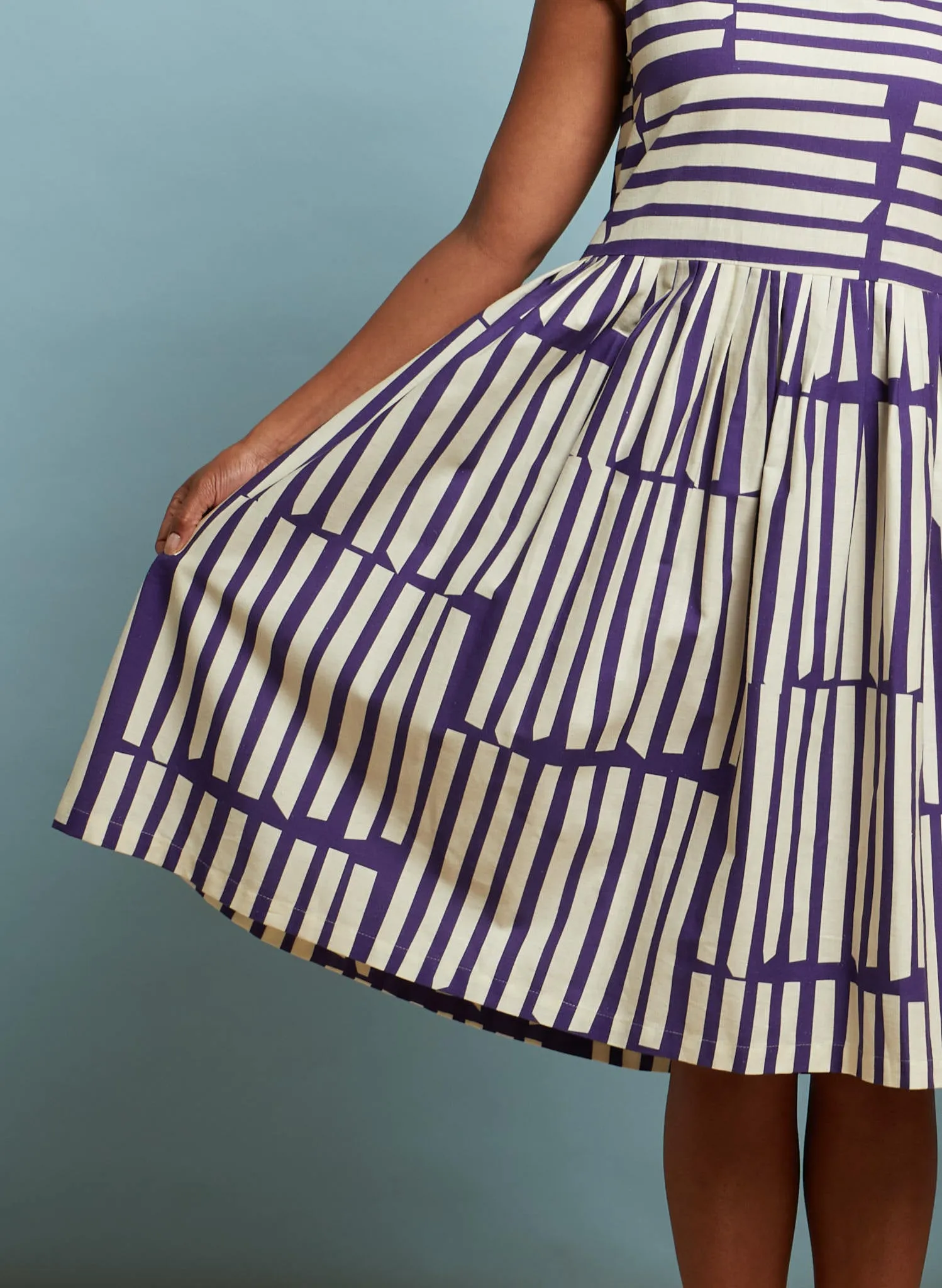 Mabel Dress - Navy Box Stripe