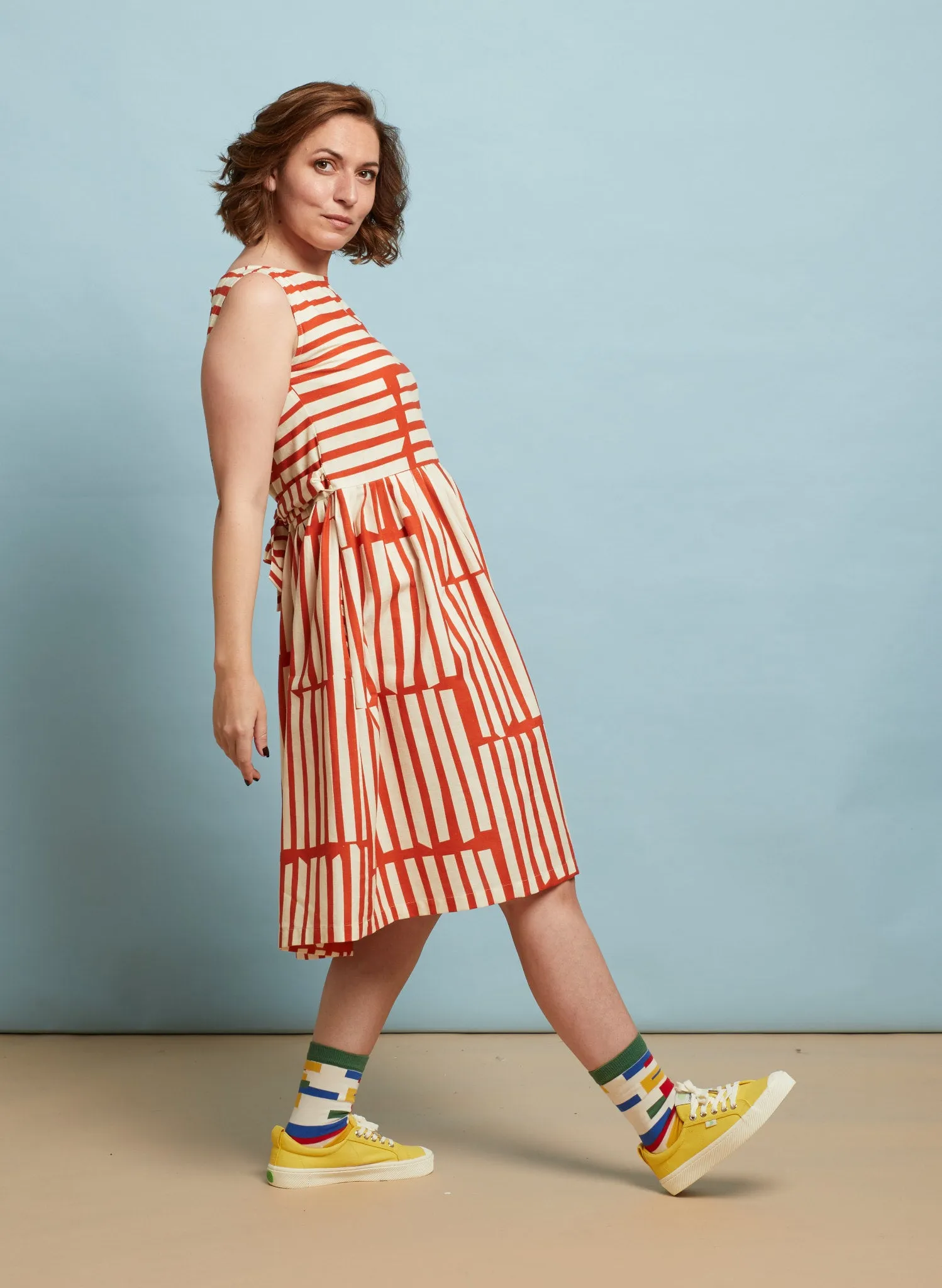 Mabel Dress - Red Box Stripe