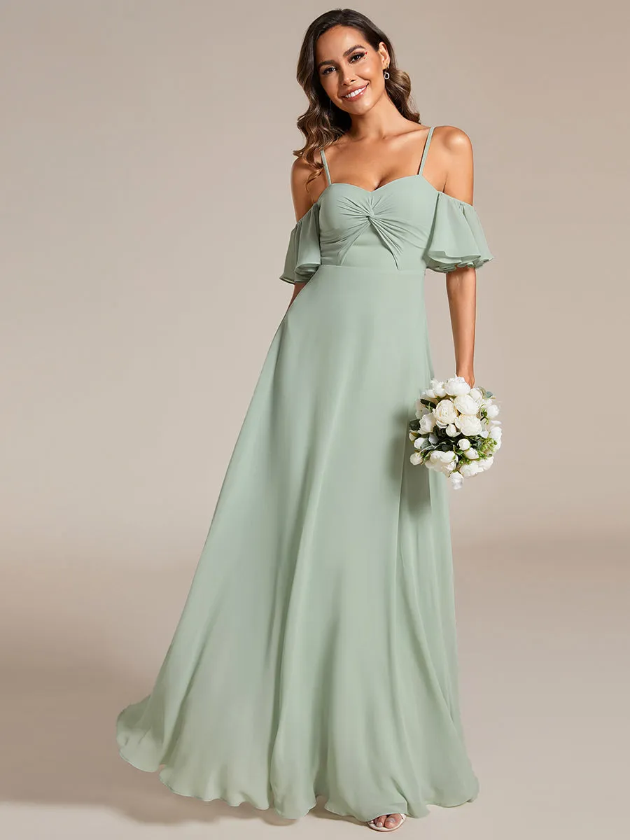 Maxi Long Cold Shoulder Wholesale Bridesmaid Dresses With Short Sleeves