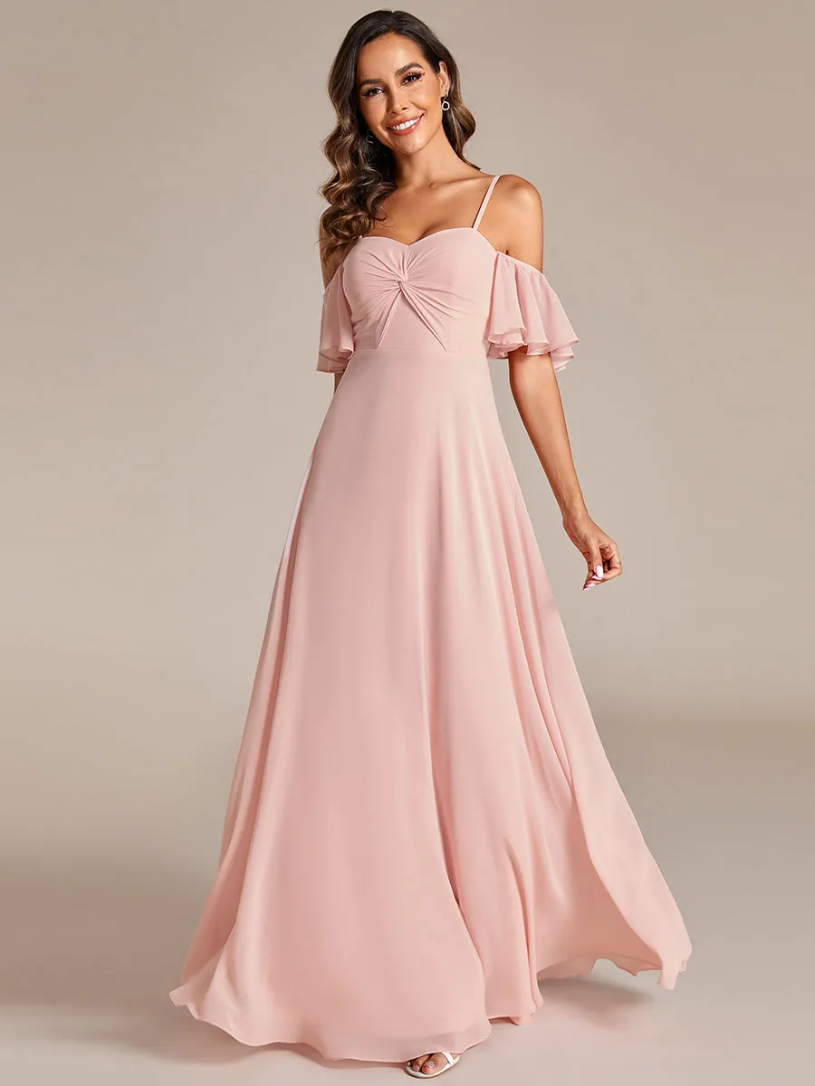 Maxi Long Cold Shoulder Wholesale Bridesmaid Dresses With Short Sleeves