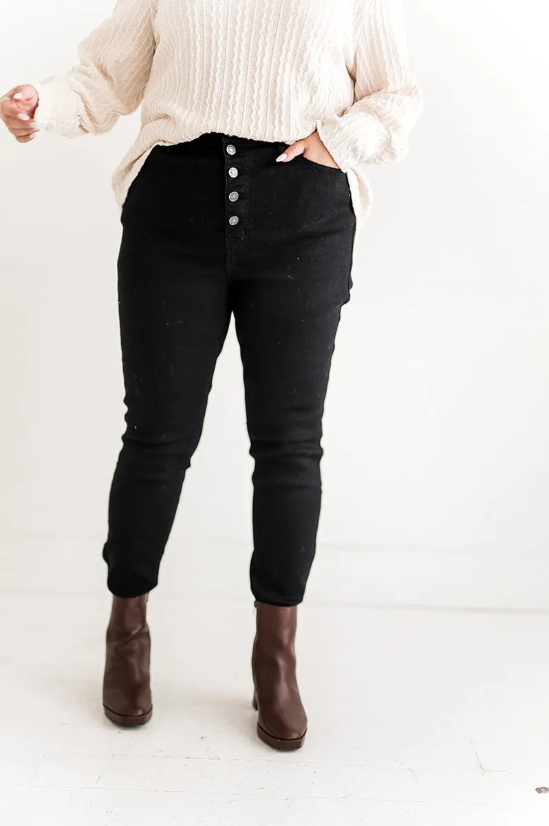 Mikey Black High Waisted Skinny Jeans - Kancan - Size 1, XL & 3XL Left