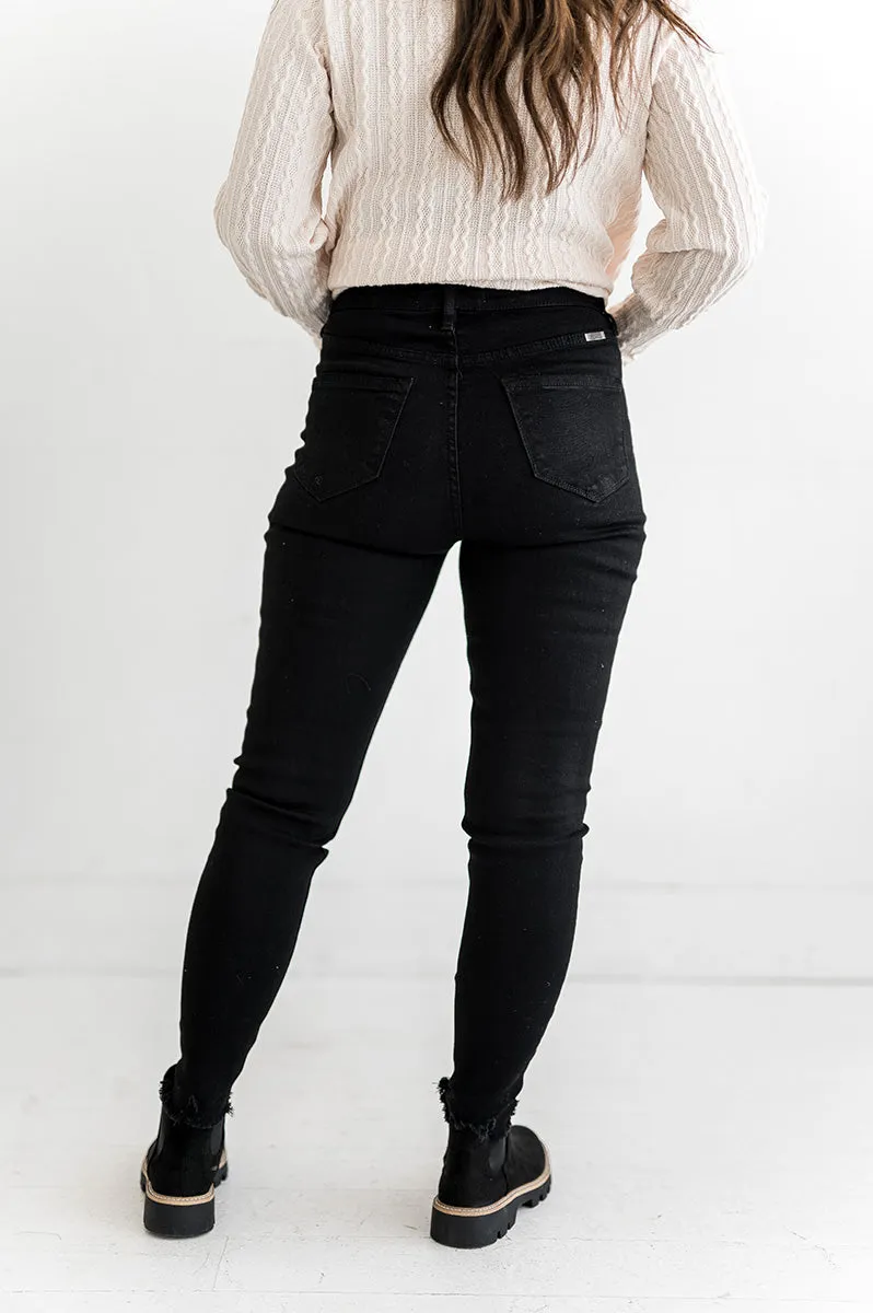 Mikey Black High Waisted Skinny Jeans - Kancan - Size 1, XL & 3XL Left