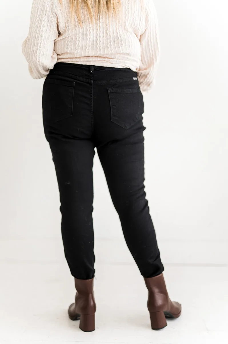 Mikey Black High Waisted Skinny Jeans - Kancan - Size 1, XL & 3XL Left