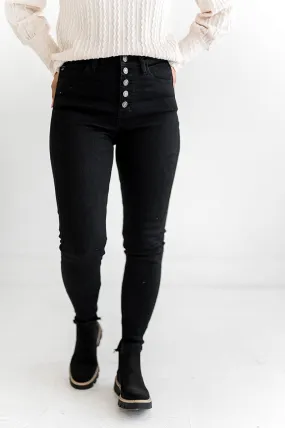 Mikey Black High Waisted Skinny Jeans - Kancan - Size 1, XL & 3XL Left