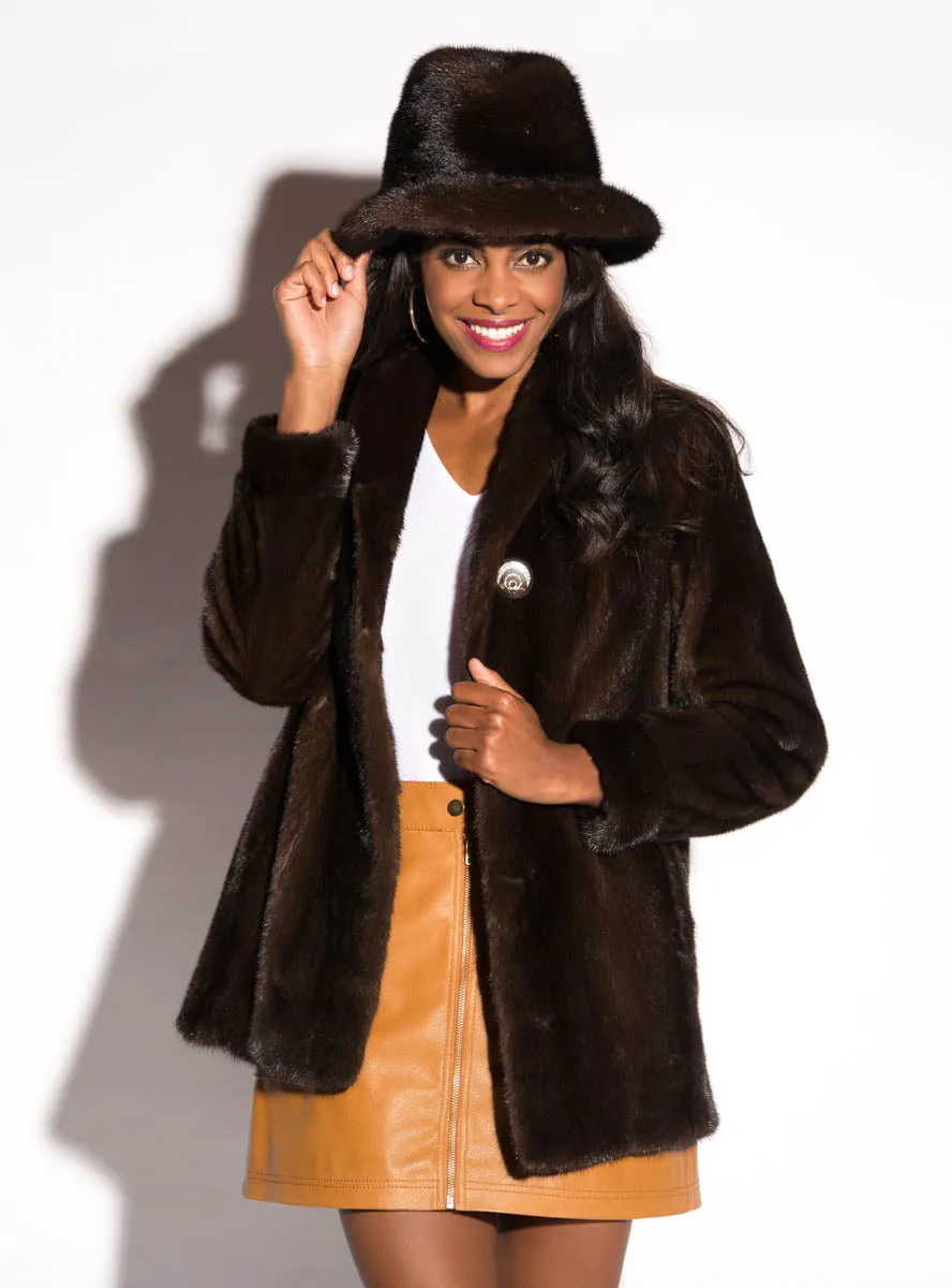 Mink Fur Jacket with Shawl Collar & Bracelet Cuffs