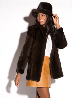 Mink Fur Jacket with Shawl Collar & Bracelet Cuffs