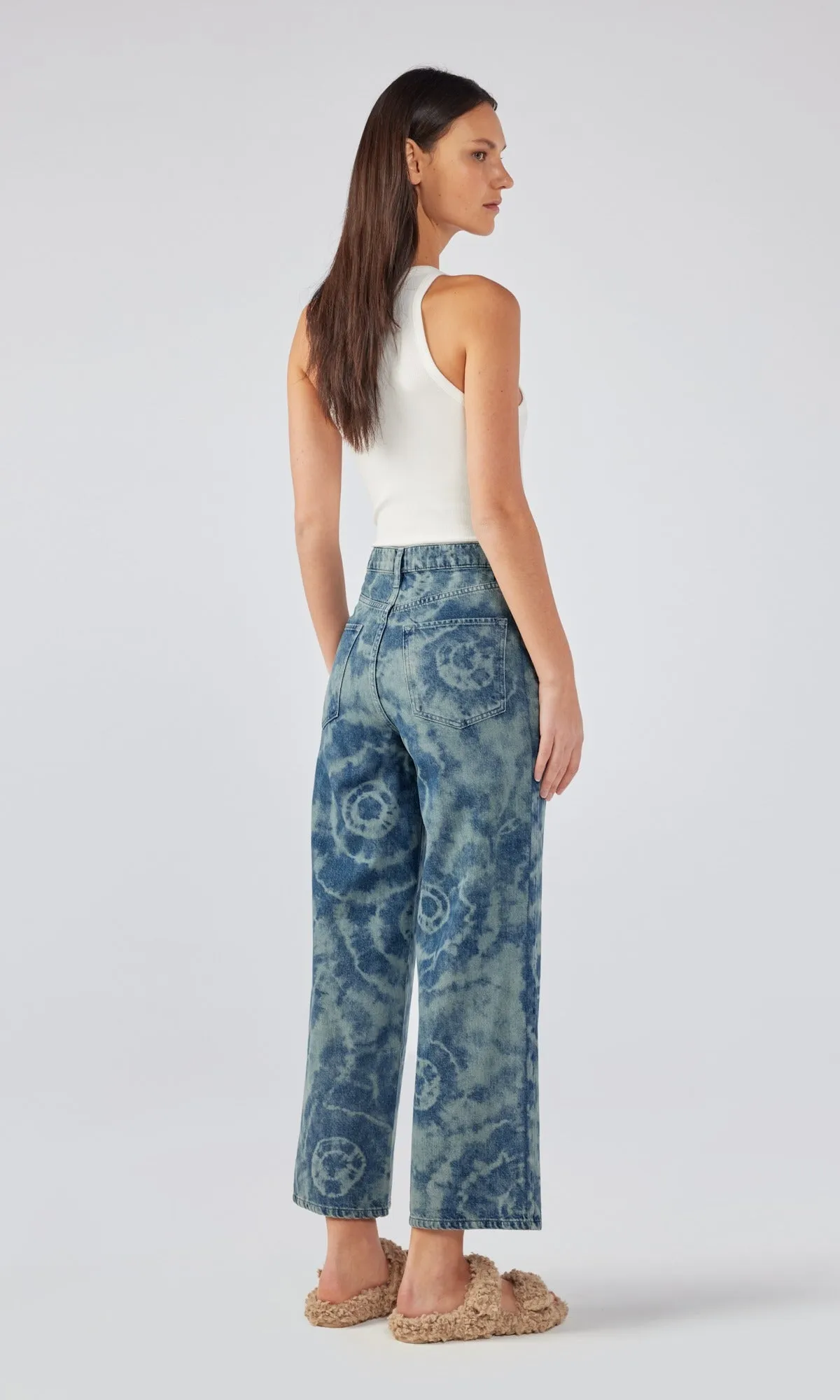 Ms. Bardot High Rise Cropped Wide Leg - Tie-Dye Laser Medium Indigo