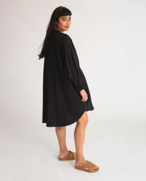 Navaeh-May Organic Cotton & Linen Dress In Black