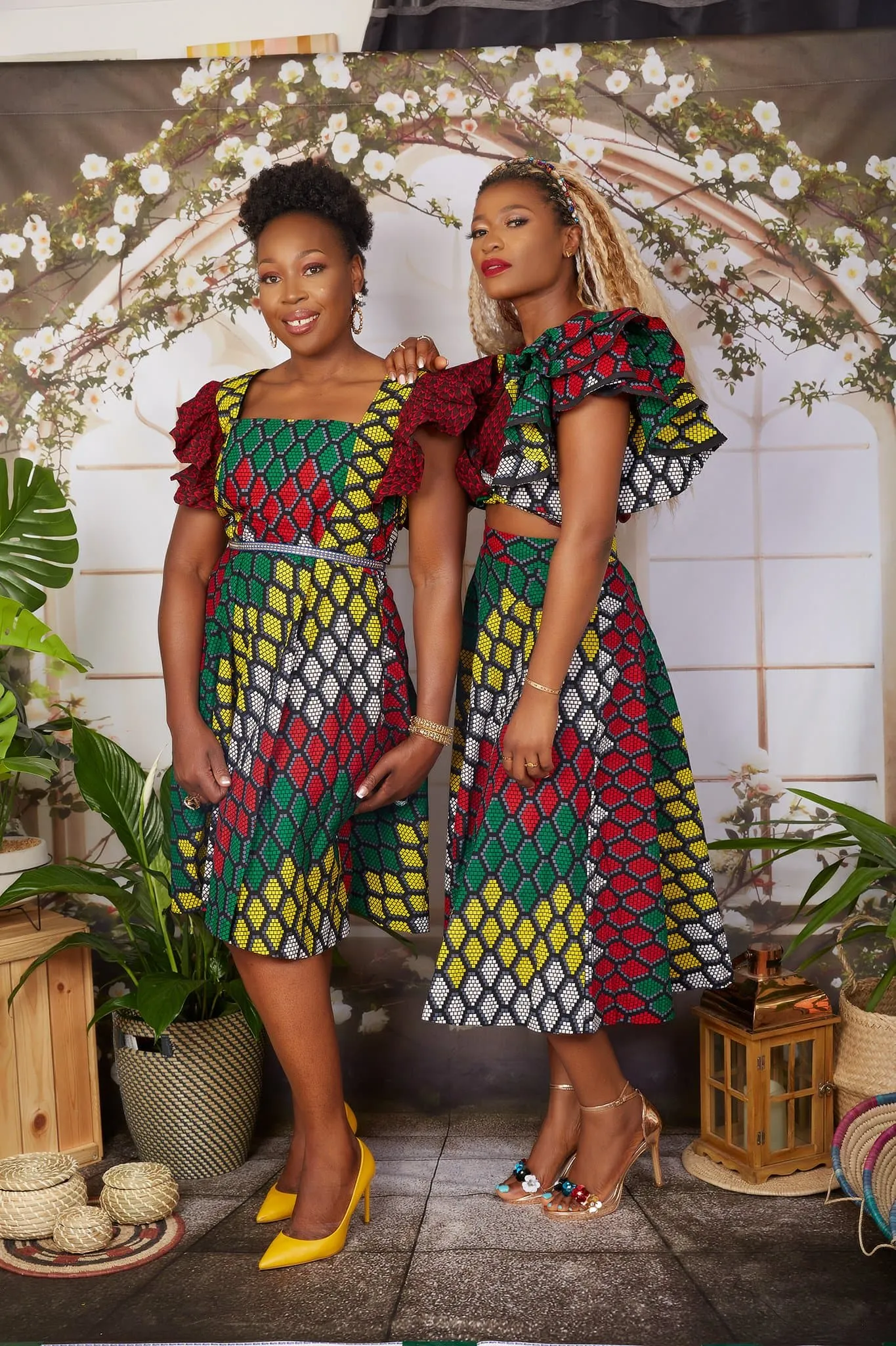 New in Chyomma African Print Midi Flare Dress