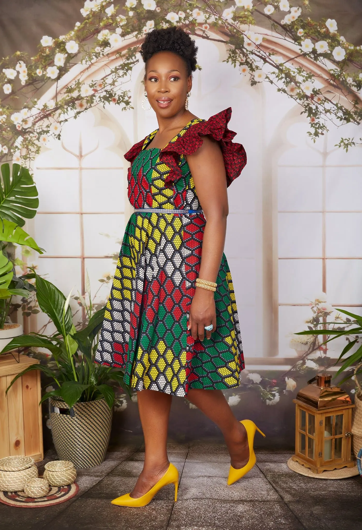 New in Chyomma African Print Midi Flare Dress