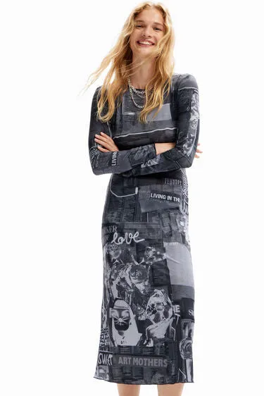 Newspaper Midi Dress