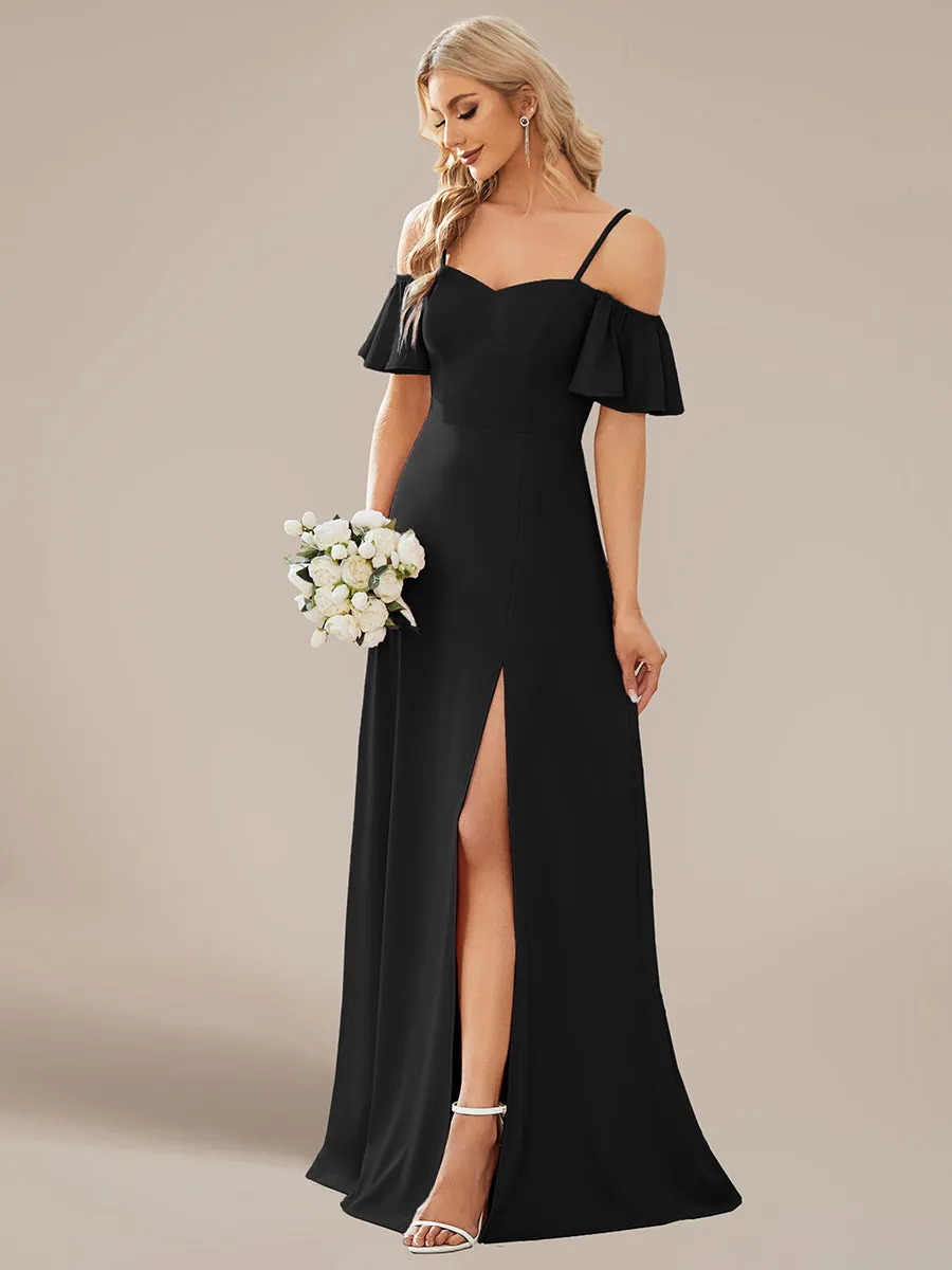 Off Shoulder Floor Length A Line Sleeveless Wholesale Knitted Evening Dresses