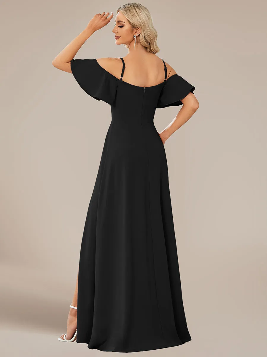 Off Shoulder Floor Length A Line Sleeveless Wholesale Knitted Evening Dresses