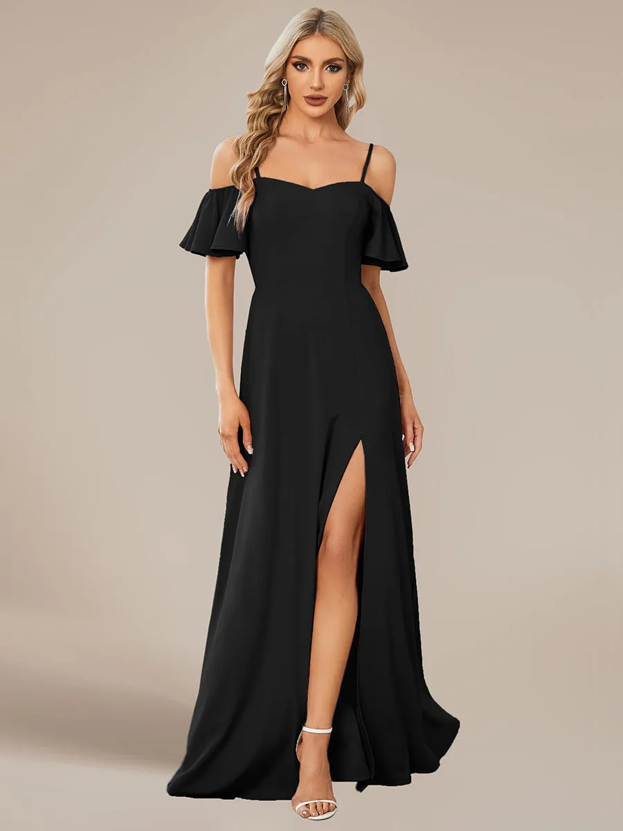 Off Shoulder Floor Length A Line Sleeveless Wholesale Knitted Evening Dresses