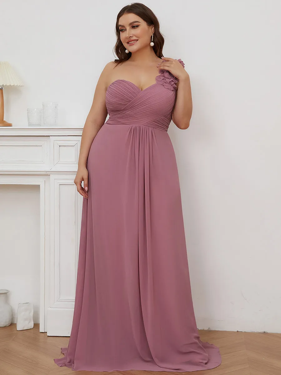 One Shoulder Plus Size Wholesale Chiffon Bridesmaid Dresses