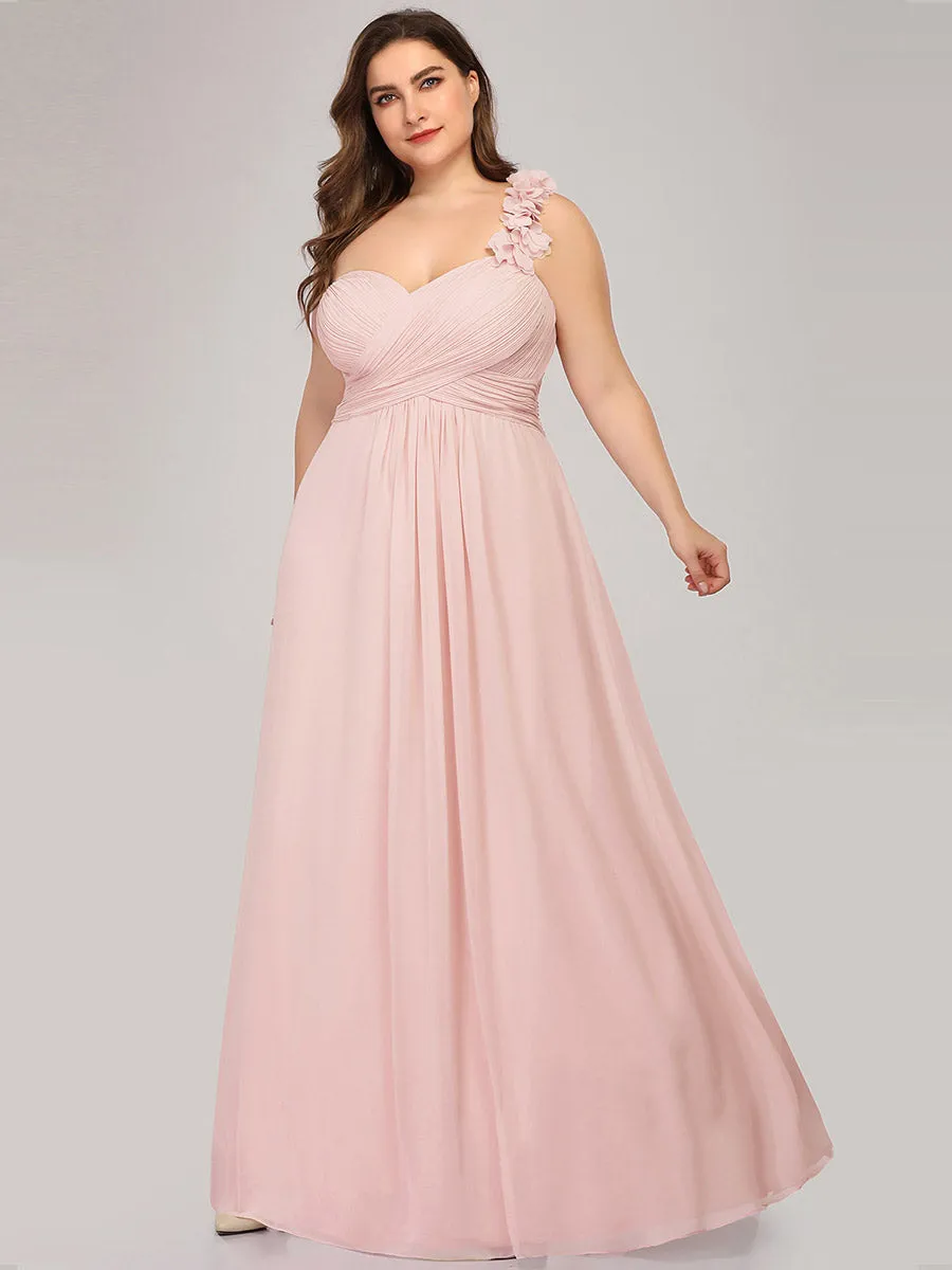 One Shoulder Plus Size Wholesale Chiffon Bridesmaid Dresses