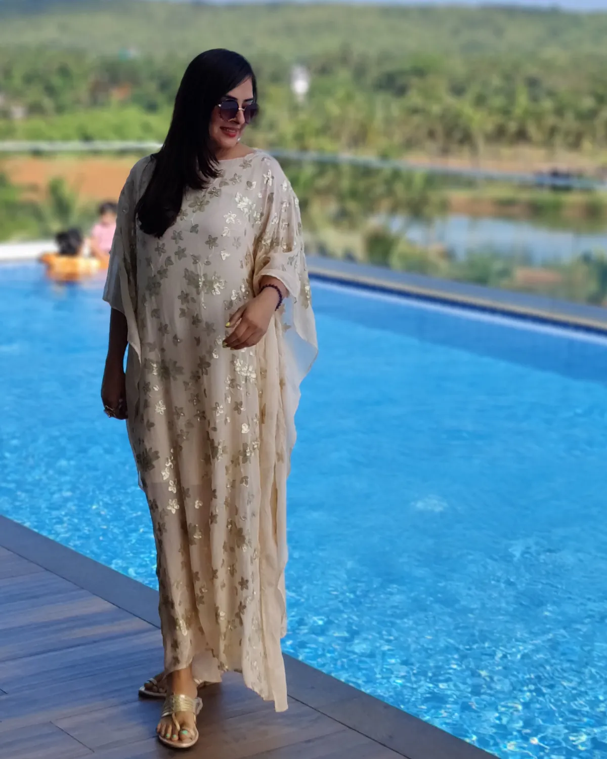 Peach Sequins Kaftan