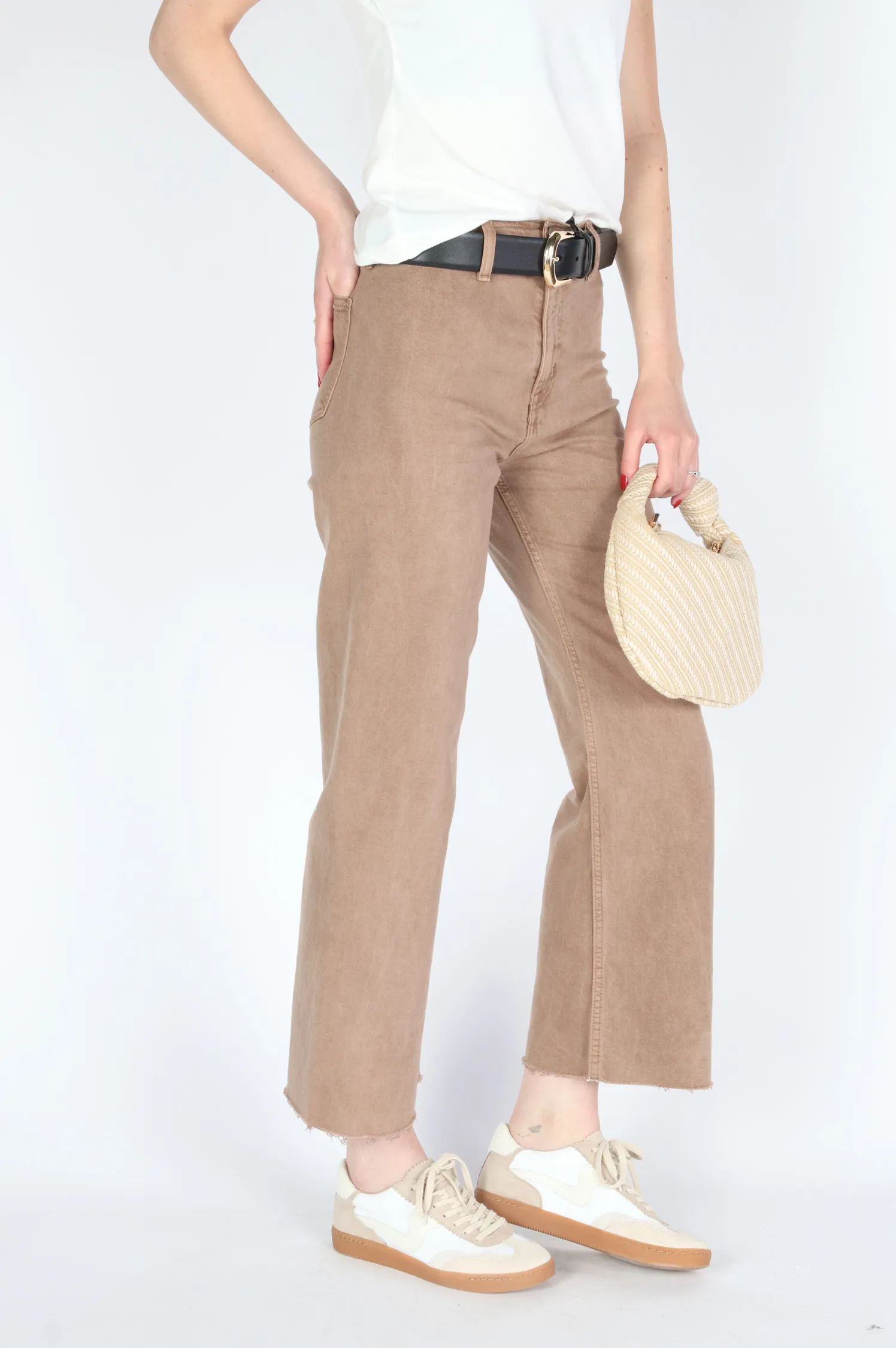 Penny High Rise Crop - Cashew