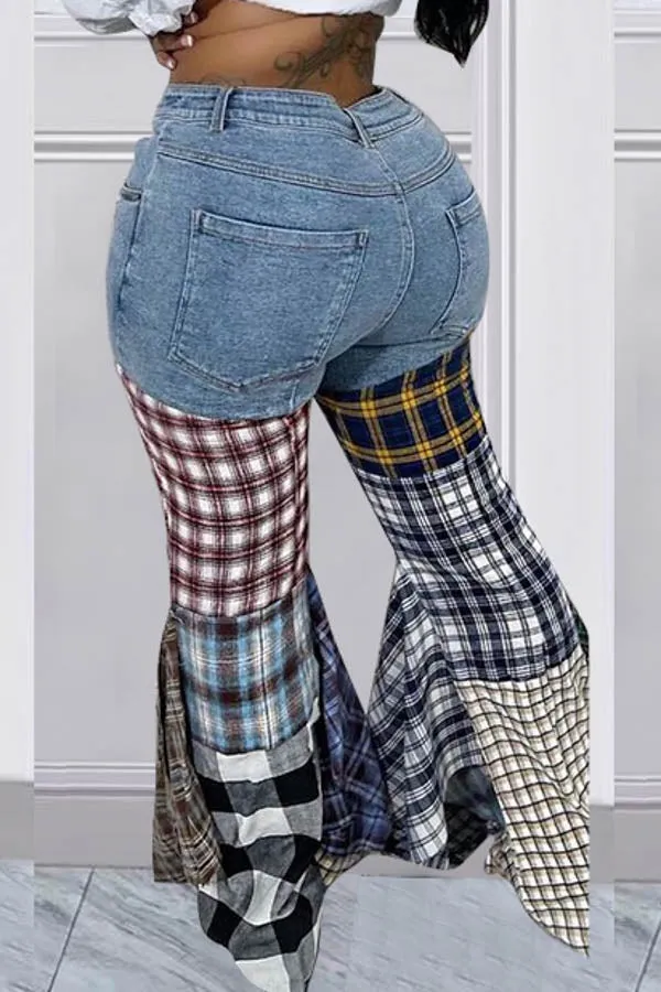 Plaid Bottom Jeans