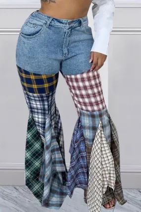 Plaid Bottom Jeans