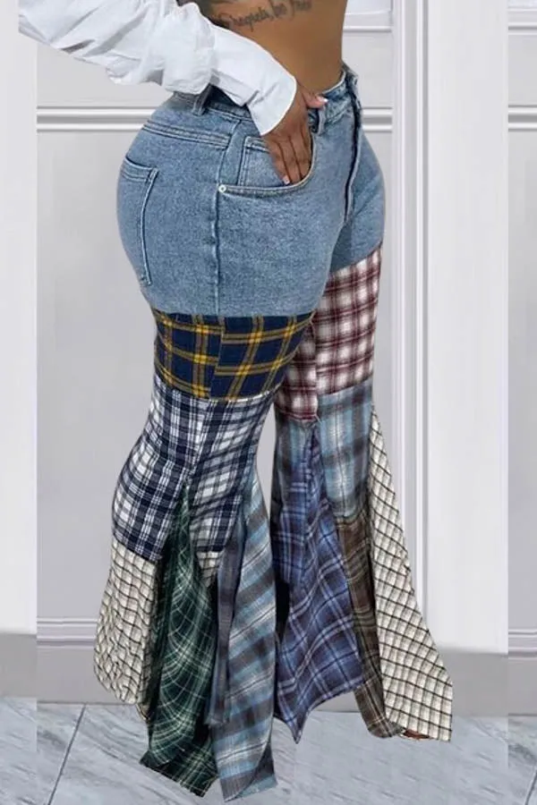 Plaid Bottom Jeans