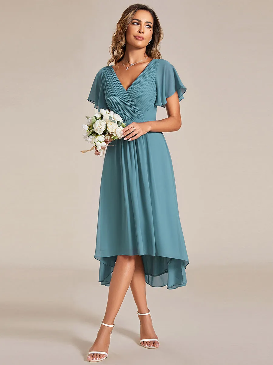 Pleated Ruffles Chiffon Wholesale Wedding Guest Dresses