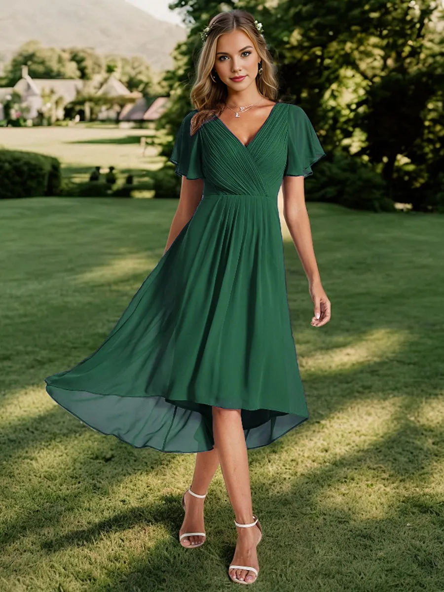 Pleated Ruffles Chiffon Wholesale Wedding Guest Dresses