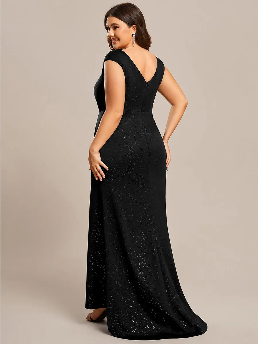 Plus Cap Sleeve Side Split Wholesale Mother of the Bride Dresses