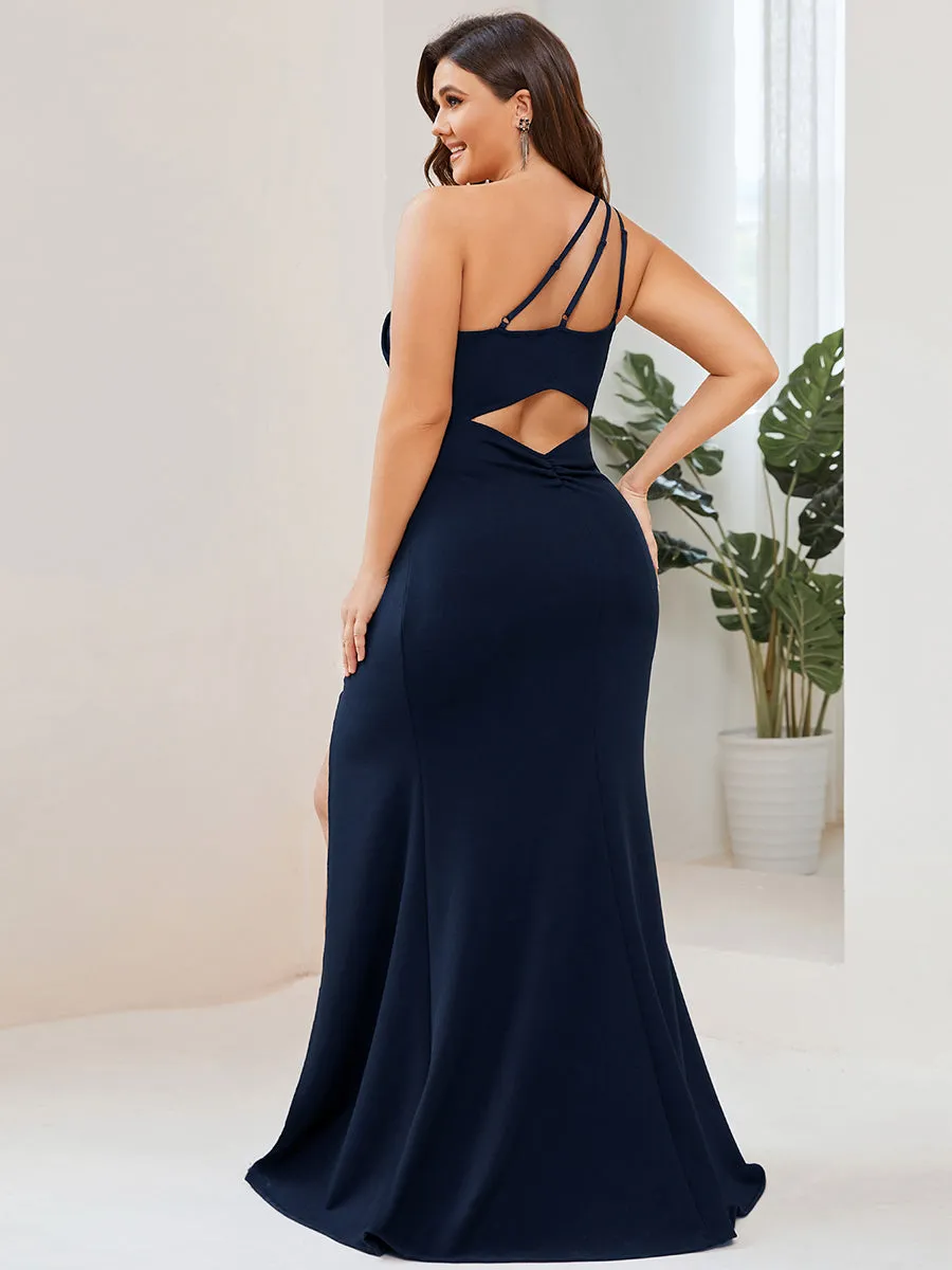 Plus Floor Length One Shoulder Split Fishtail Wholesale Evening Dresses