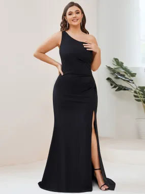 Plus Floor Length One Shoulder Split Fishtail Wholesale Evening Dresses