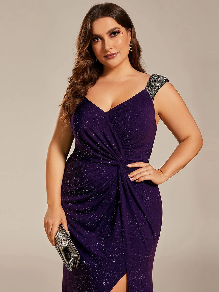 Plus Glitter Split Wholesale Evening Dresses