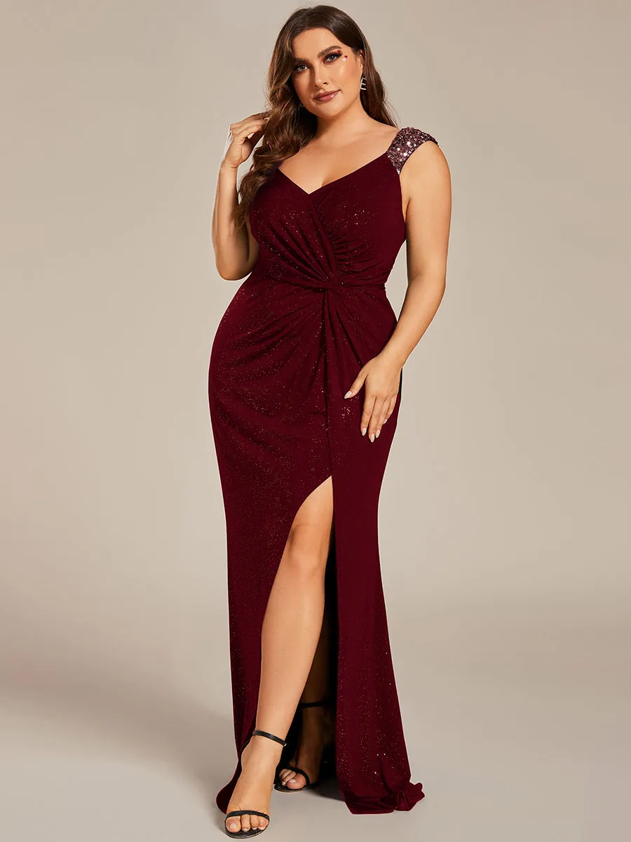 Plus Glitter Split Wholesale Evening Dresses