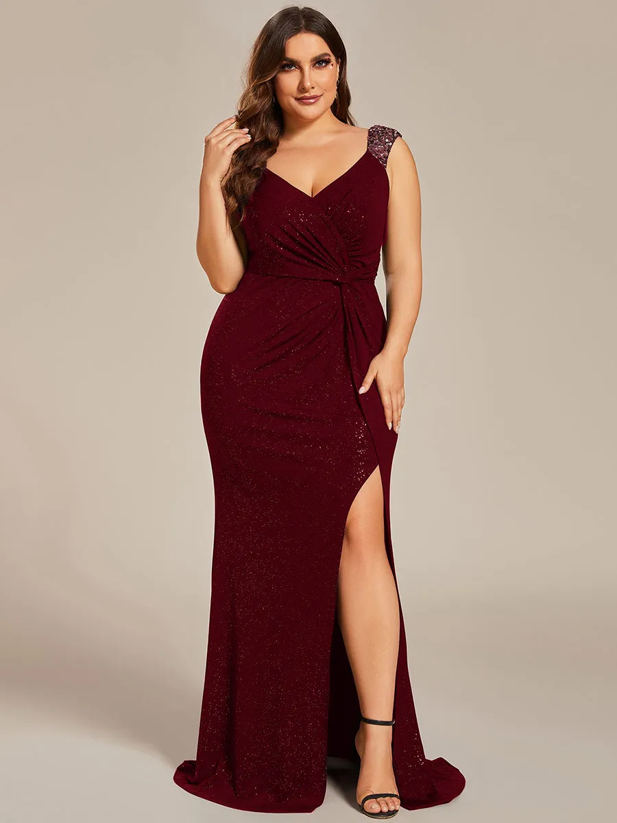 Plus Glitter Split Wholesale Evening Dresses