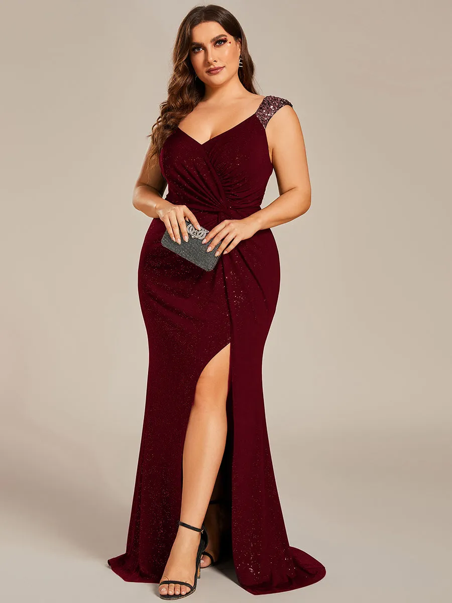 Plus Glitter Split Wholesale Evening Dresses