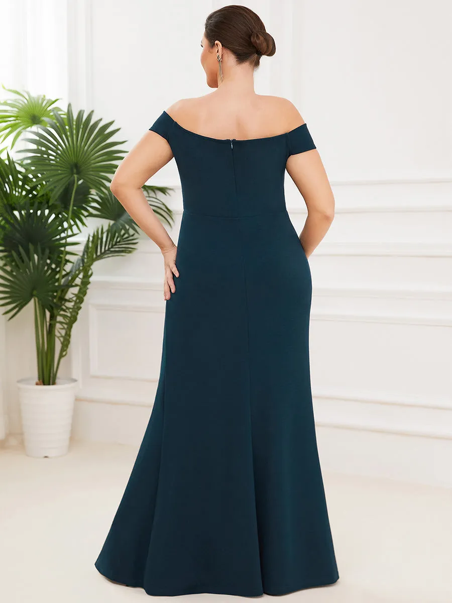 Plus Off Shoulders Fishtail Split Floor Length Wholesale Evening