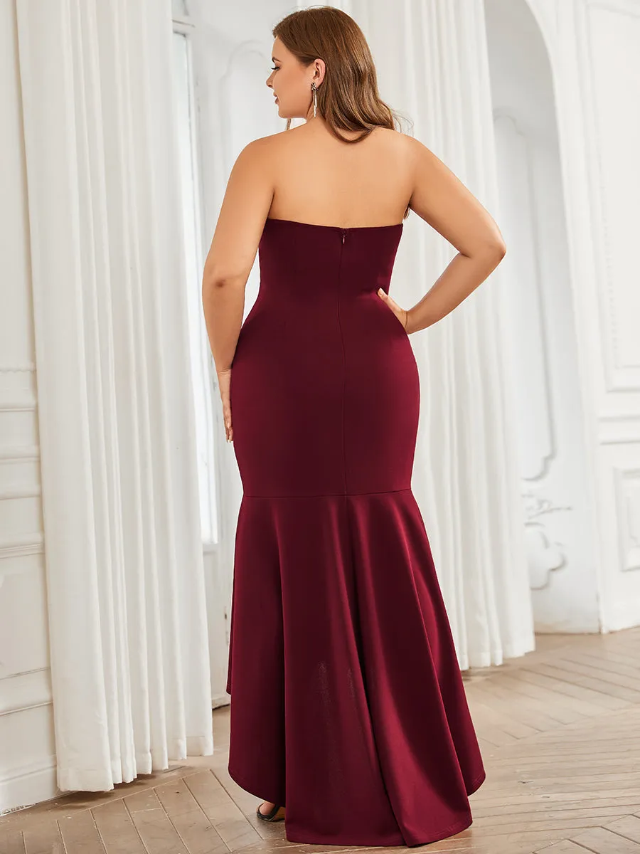 Plus Sexy Strapless Fishtail Asymmetrical Hem Wholesale Evening Dresses