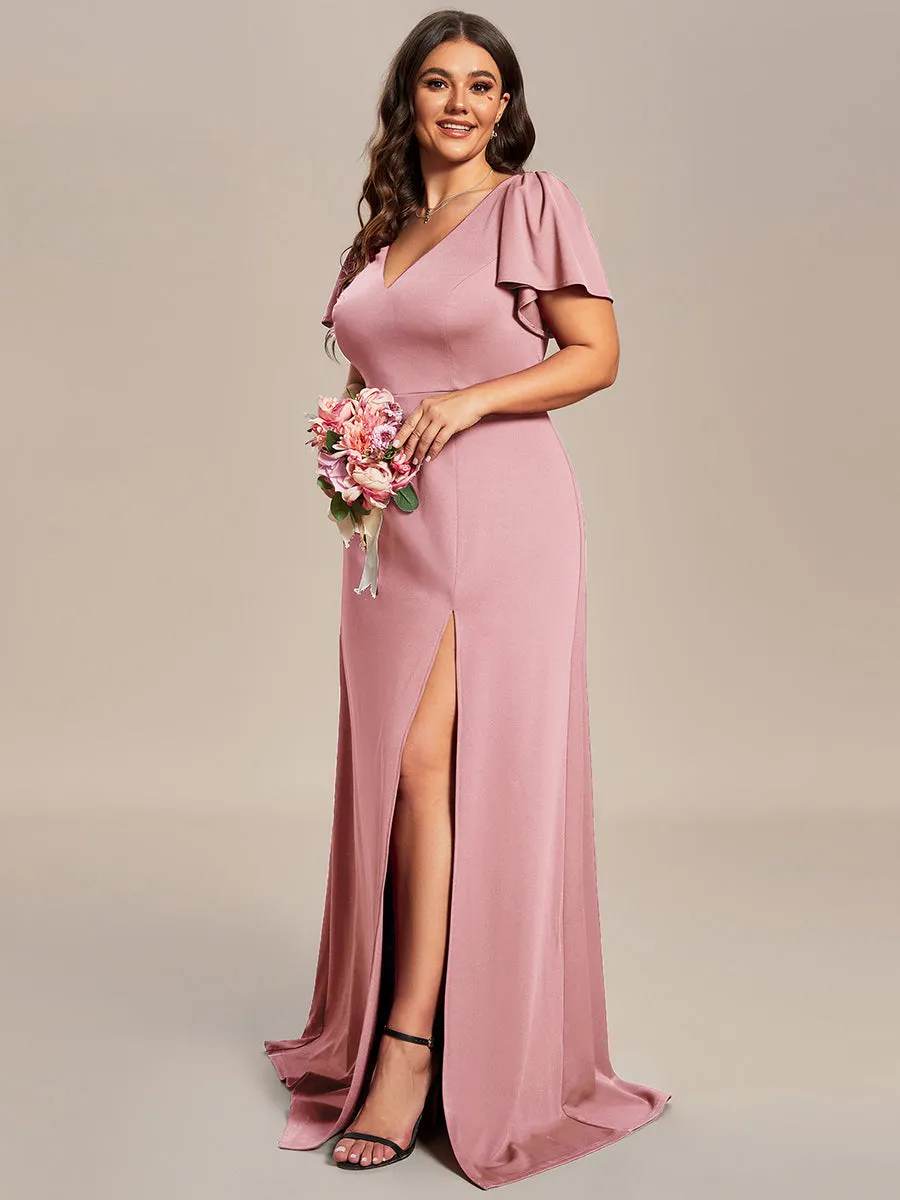 Plus Side Split Lotus Leaf Wholesale Bridesmaid Dresses