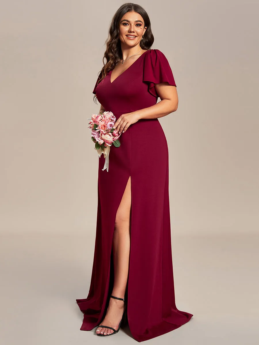 Plus Side Split Lotus Leaf Wholesale Bridesmaid Dresses