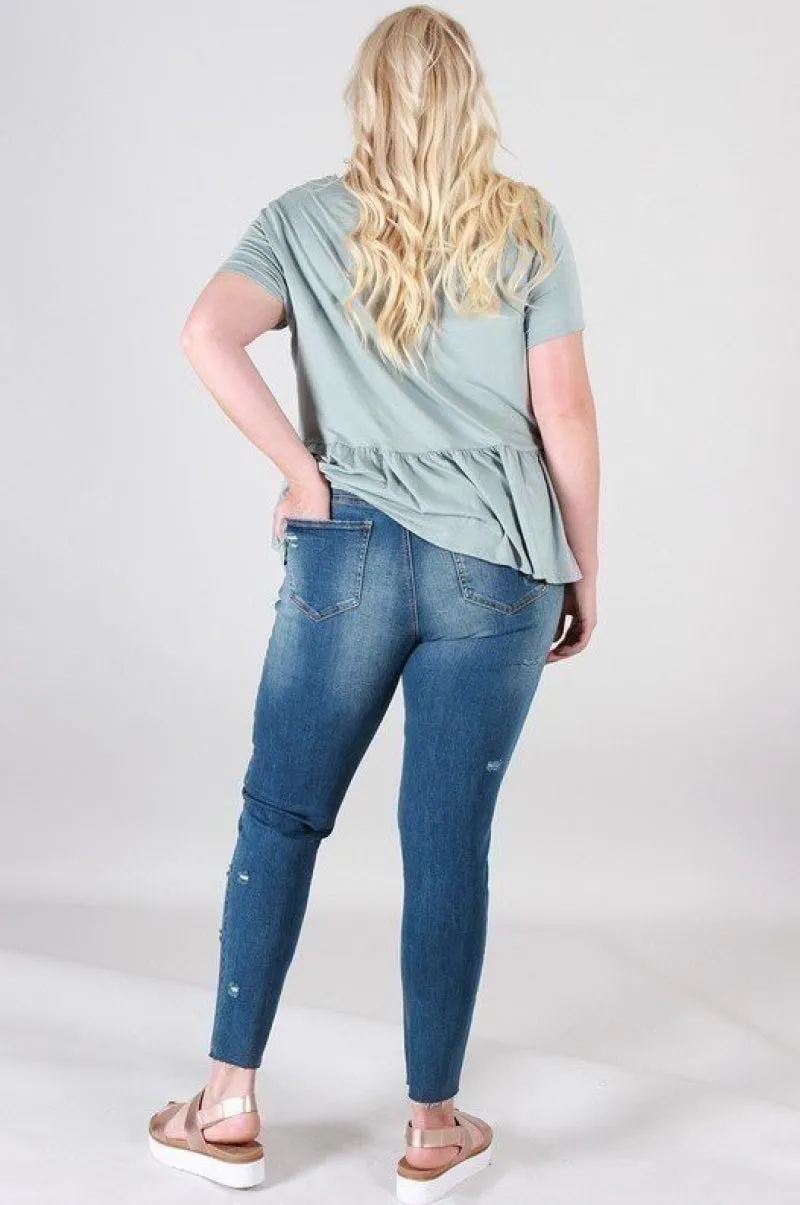 Plus Size Distressed Ankle Skinny