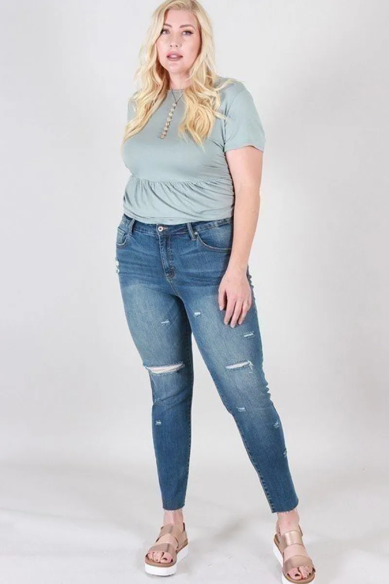 Plus Size Distressed Ankle Skinny