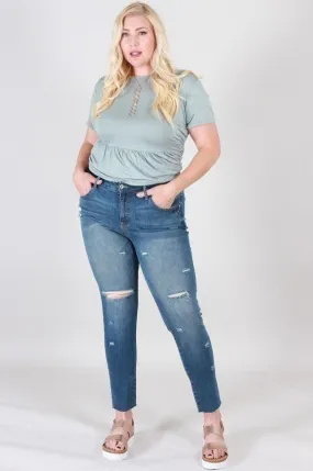 Plus Size Distressed Ankle Skinny