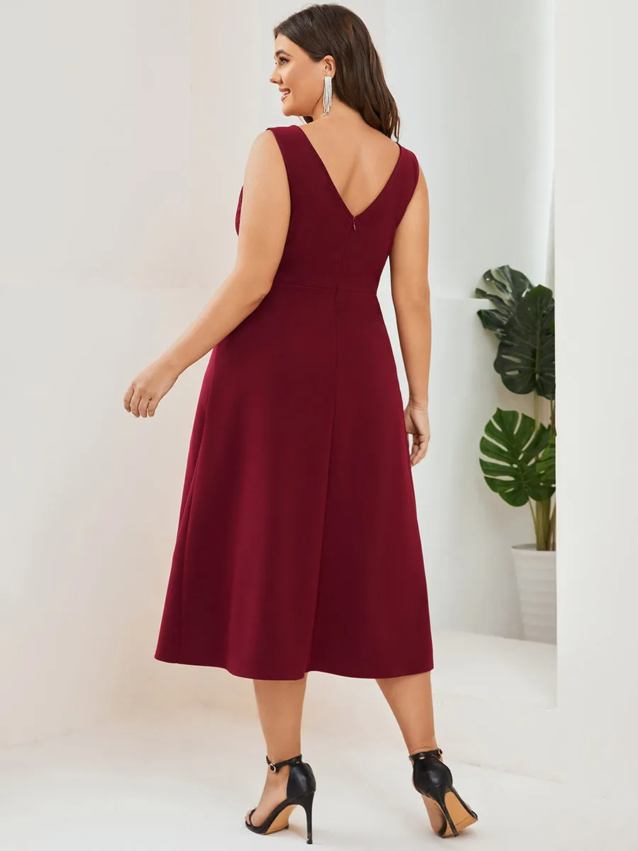 Plus Sleeveless Asymmetrical Hem Wholesale Evening Dresses with V Neck